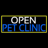 Open Pet Clinic With Yellow Border Neonreclame
