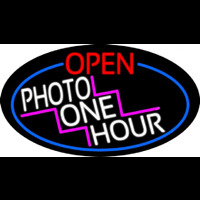 Open Photo One Hour Oval With Red Border Neonreclame