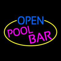 Open Pool Bar Oval With Yellow Border Neonreclame