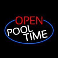 Open Pool Time Oval With Blue Border Neonreclame