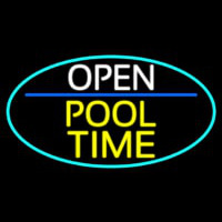 Open Pool Time Oval With Turquoise Border Neonreclame