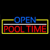 Open Pool Time With Yellow Border Neonreclame