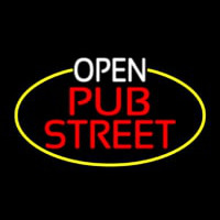 Open Pub Street Oval With Yellow Border Neonreclame