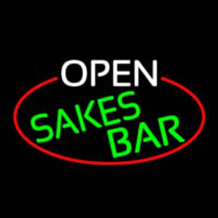 Open Sakes Bar Oval With Red Border Neonreclame