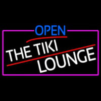 Open The Tiki Lounge With Pink Border Neonreclame