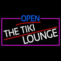 Open The Tiki Lounge With Pink Border Neonreclame