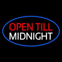 Open Till Midnight Oval Blue Neonreclame