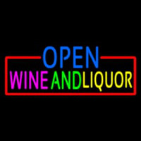 Open Wine And Liquor With Red Border Neonreclame