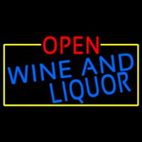 Open Wine And Liquor With Yellow Border Neonreclame