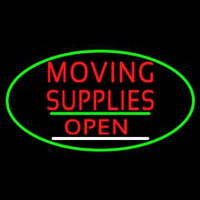 Oval Moving Supplies Open Green Line Neonreclame