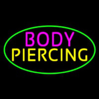 Oval Pink Body Green Piercing Neonreclame