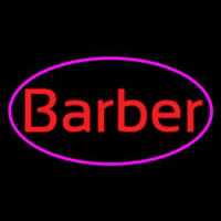 Oval Red Barber With Pink Border Neonreclame