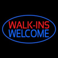 Oval Walk Ins Welcome Blue Border Neonreclame