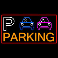 P And Car Parking With Red Border Neonreclame