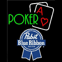 Pabst Blue Ribbon Green Poker Beer Sign Neonreclame