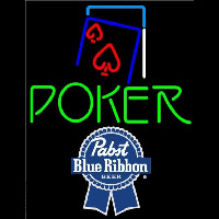 Pabst Blue Ribbon Green Poker Red Heart Beer Sign Neonreclame