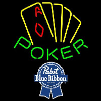 Pabst Blue Ribbon Poker Yellow Beer Sign Neonreclame