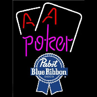 Pabst Blue Ribbon Purple Lettering Red Aces White Cards Beer Sign Neonreclame