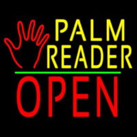 Palm Reader Logo Block Open Green Line Neonreclame