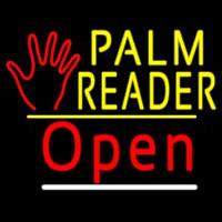 Palm Reader Logo Open Yellow Line Neonreclame