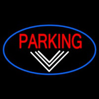 Parking And Down Arrow Oval With Blue Border Neonreclame