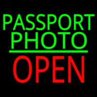 Passport Photo Open Block Green Line Neonreclame