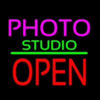 Photo Studio Open Green Line Neonreclame