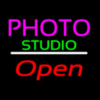 Photo Studio Open White Line Neonreclame