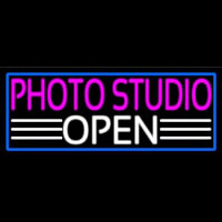 Photo Studio Open With Blue Border Neonreclame