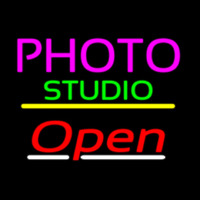 Photo Studio Open Yellow Line Neonreclame