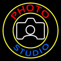 Photo Studio With Camera Logo Circle Neonreclame