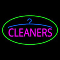 Pink Cleaners Oval Green Border Neonreclame