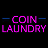 Pink Coin Laundry Blue Lines Neonreclame