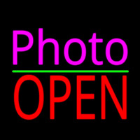 Pink Cursive Photo With Open 1 Neonreclame