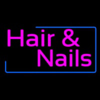 Pink Hair And Nails With Blue Border Neonreclame
