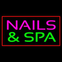 Pink Nails And Spa With Red Border Neonreclame