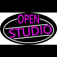 Pink Open Studio Oval With White Border Neonreclame