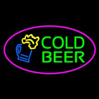Pink Oval Cold Beer Neonreclame