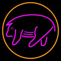 Pink Pig With Circle Neonreclame