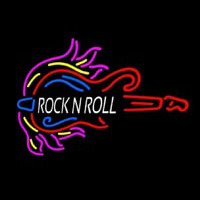 Pink Rock N Roll Guitar Block Neonreclame