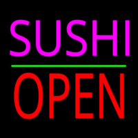 Pink Sushi Block Open Green Line Neonreclame