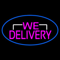 Pink We Deliver Oval With Blue Border Neonreclame