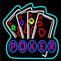 Poker Game 4 Aces Black Neonreclame