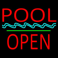 Pool Block Open Green Line Neonreclame