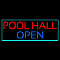 Pool Hall Open With Turquoise Neonreclame