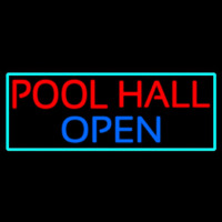 Pool Hall Open With Turquoise Neonreclame