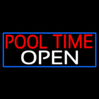 Pool Time Open With Blue Border Neonreclame