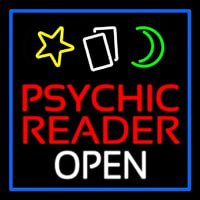 Psychic Reader Open Block Blue Border Neonreclame