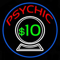 Psychic With Crystal Globe Blue Border Neonreclame