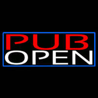 Pub Open With Blue Border Neonreclame